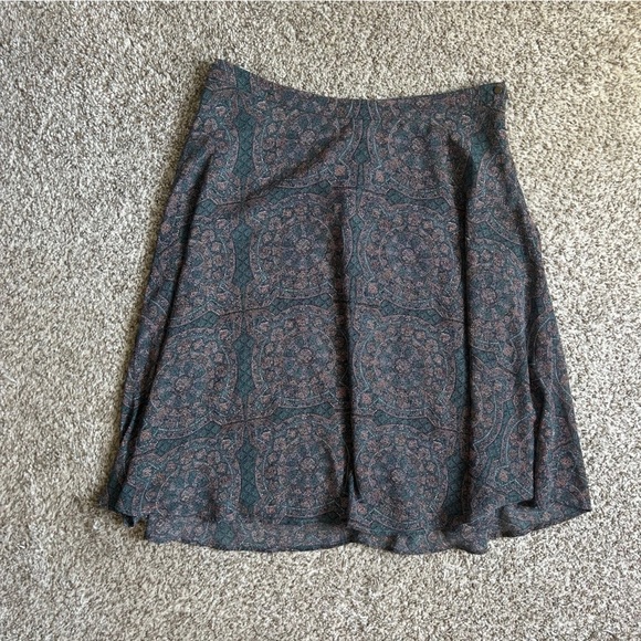 🦋 Forever 21 Teal Pink A-Line Midi Skirt Casual Colorful Large - Picture 1 of 7